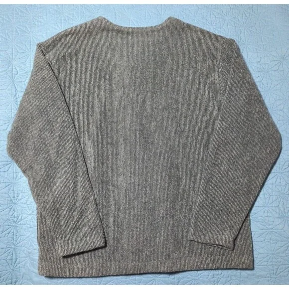 Greenbrand Recycled Cover Up Sweater Unique Brass Bear Buttons Yarn Womens Sz L - Picture 7 of 9